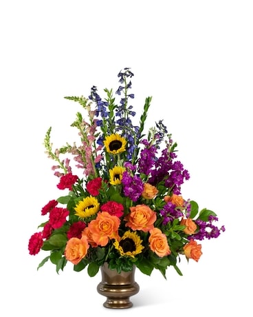 Prismatic Rays Tribute Flower Arrangement