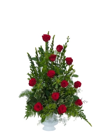 Royal Dozen Rose Urn Flower Arrangement