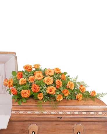 Orange Roses Casket Spray Flower Arrangement