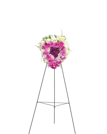 Peaceful Pink Standing Heart Flower Arrangement