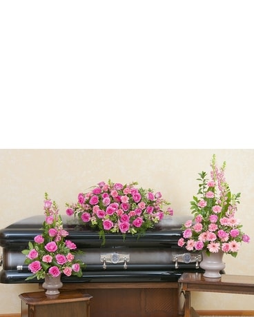 Peaceful Pink Trio Flower Arrangement