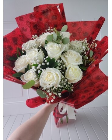 True Love White Roses Flower Arrangement