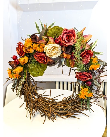 Large Autumn Artificial Wreath Dried Flowers
