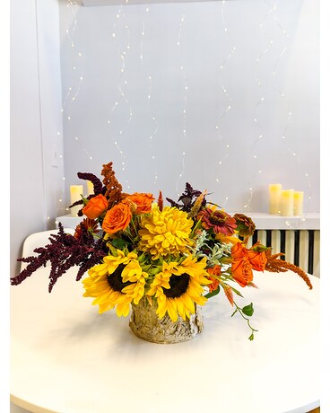Autumn Birchwood Centerpiece Flower Arrangement