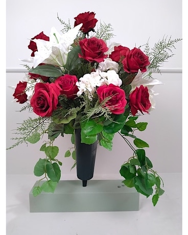 Regal Red Roses Artificial Sympathy Arrangement