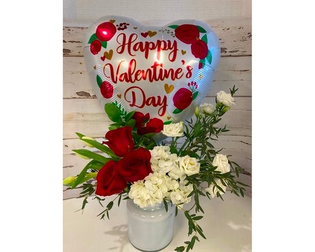 The Love Vase with Balloon Flower Arrangement