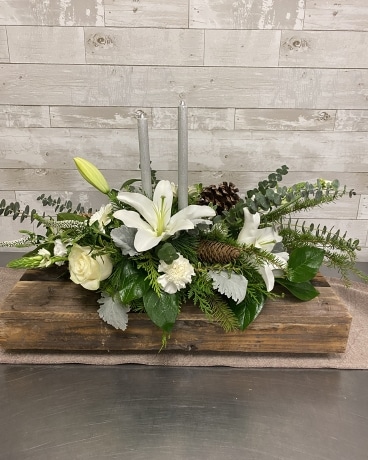 Designer's Choice White & Green Centerpiece Flower Arrangement