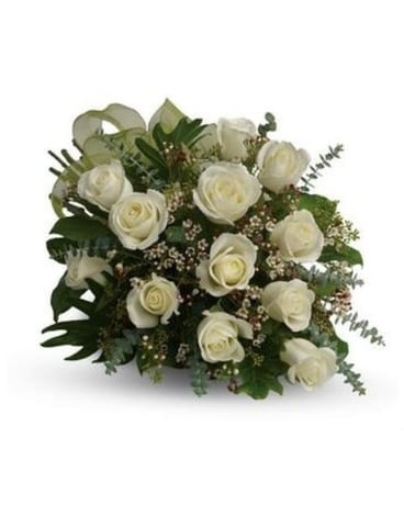 White, wrapped (does not include vase) Flower Arrangement