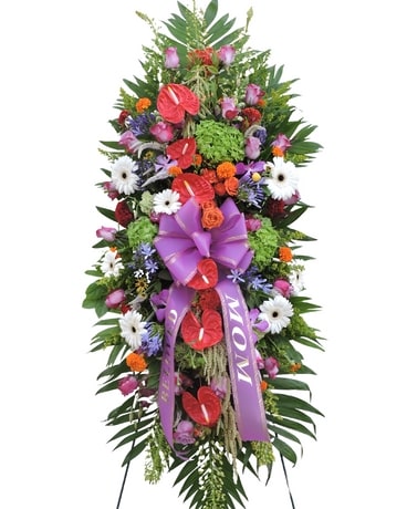 Vibrant Standing Spray Funeral Arrangement