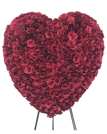 Red All Rose Heart Sympathy Arrangement