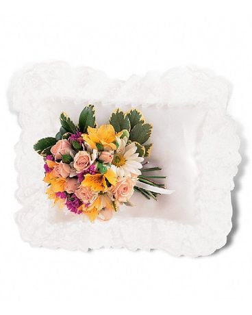 Spring Satin Pillow Sympathy Arrangement
