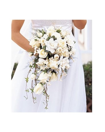 White Cascade Bridal Bouquet Flower Arrangement