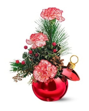 Teleflora's Merry Red Ornament Jar Flower Arrangement