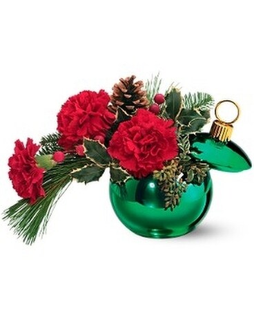 Teleflora's Merry Green Ornament Jar Flower Arrangement