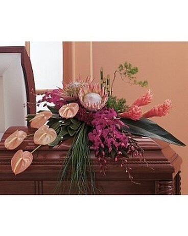 Tropical Paradise Casket Spray Flower Arrangement
