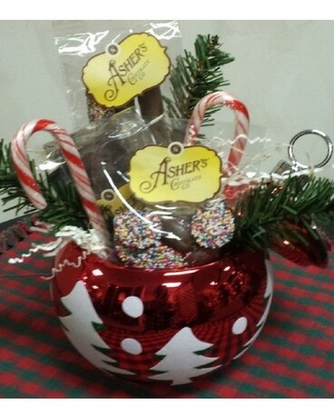 Ornament Candy Dish Flower Arrangement