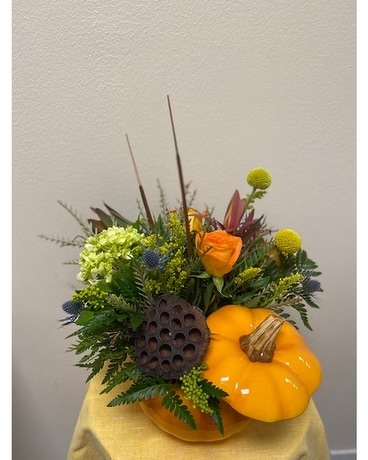 Harvest Pumpkin Flower Arrangement