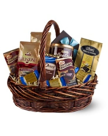 Chocolate & Coffee Basket Basket Arrangement