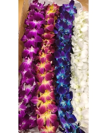 Double Orchid Leis in Variety of Colors Flower Arrangement