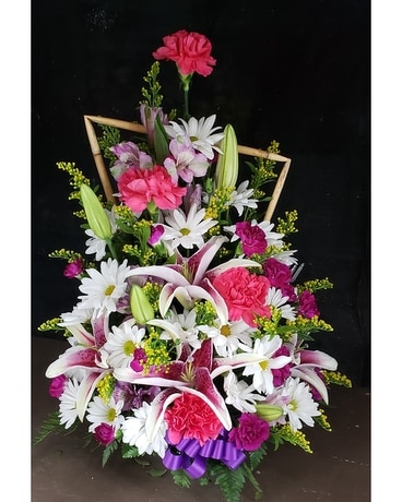 MTF2169 One Sided Mixed Spring With Stargazers Flower Arrangement