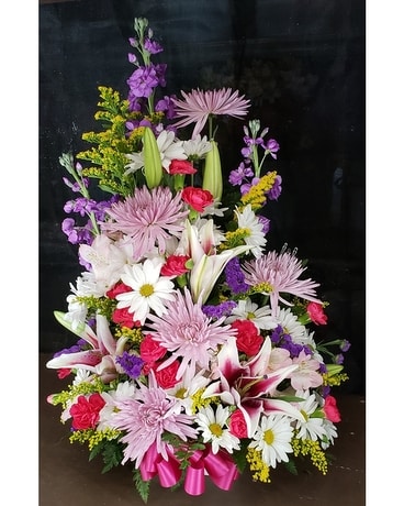 MTF2170 One Sided Mixed Spring With Stargazers Flower Arrangement