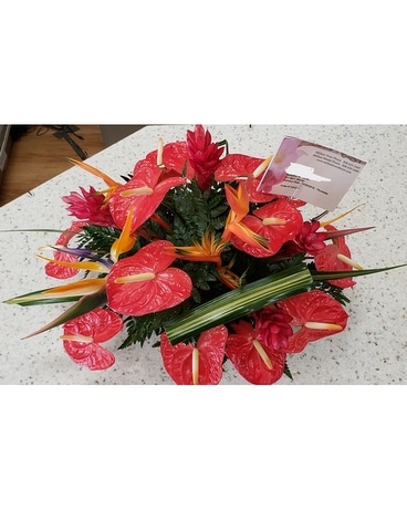 MTF1239 Tropical Long and Low Centerpiece Flower Arrangement