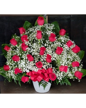 MTF652 2 Dozen Red Rose Fan Style Arrangement Flower Arrangement