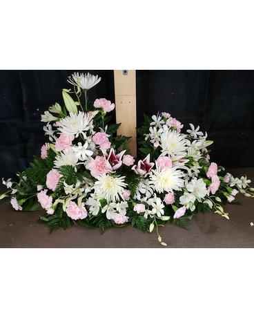 MTF918 Spring w/ Stargazers & Orchids Urn Spray Flower Arrangement