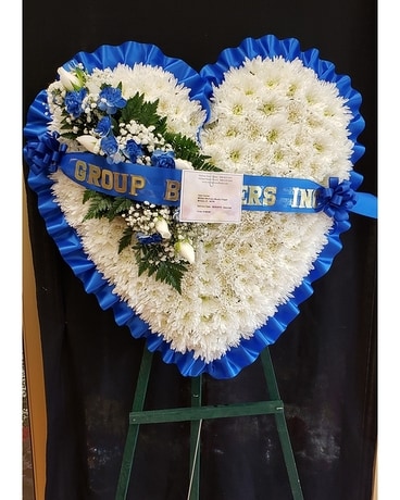 MTF755 Blue Heart Standing Spray Flower Arrangement