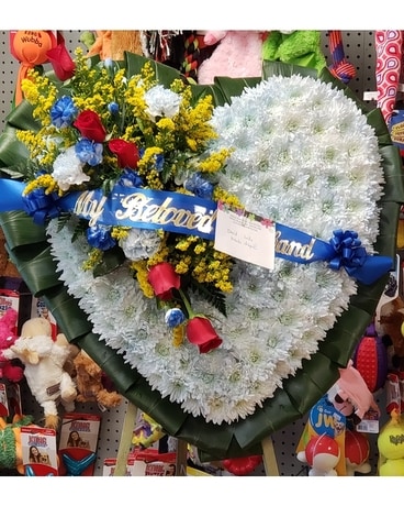 MTF756 Ti Leaf Bordered Heart Standing Spray Flower Arrangement