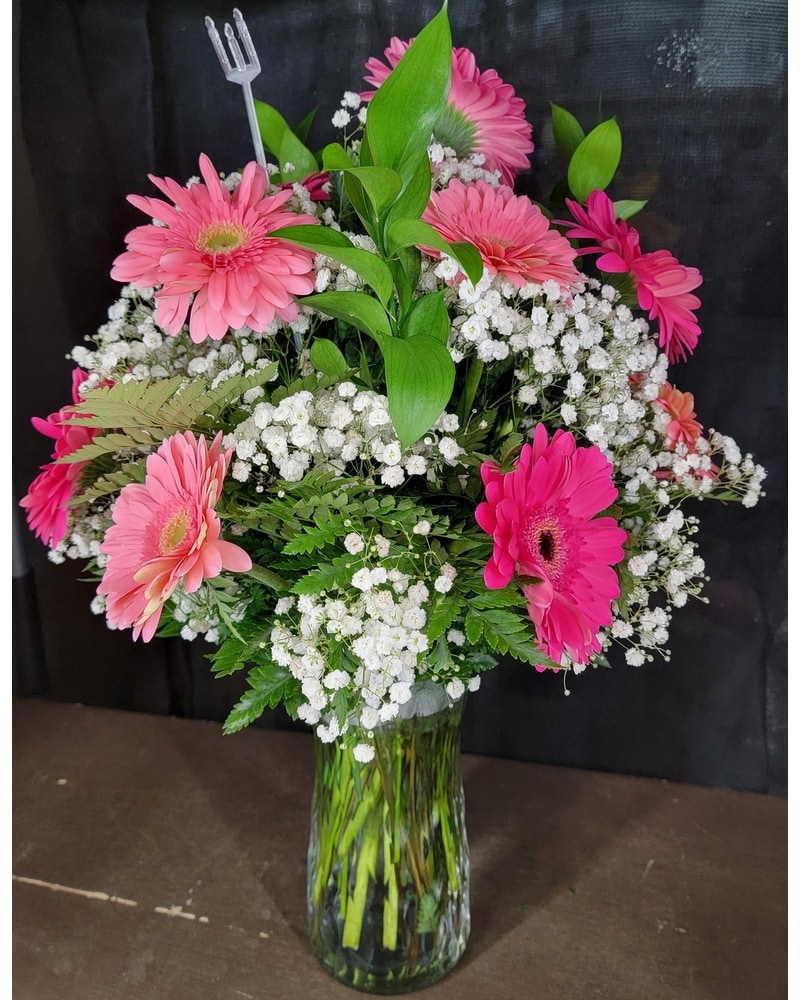 Handmade Flowers Fresh Rose and Gerbera in a Glass Vase offers 69116