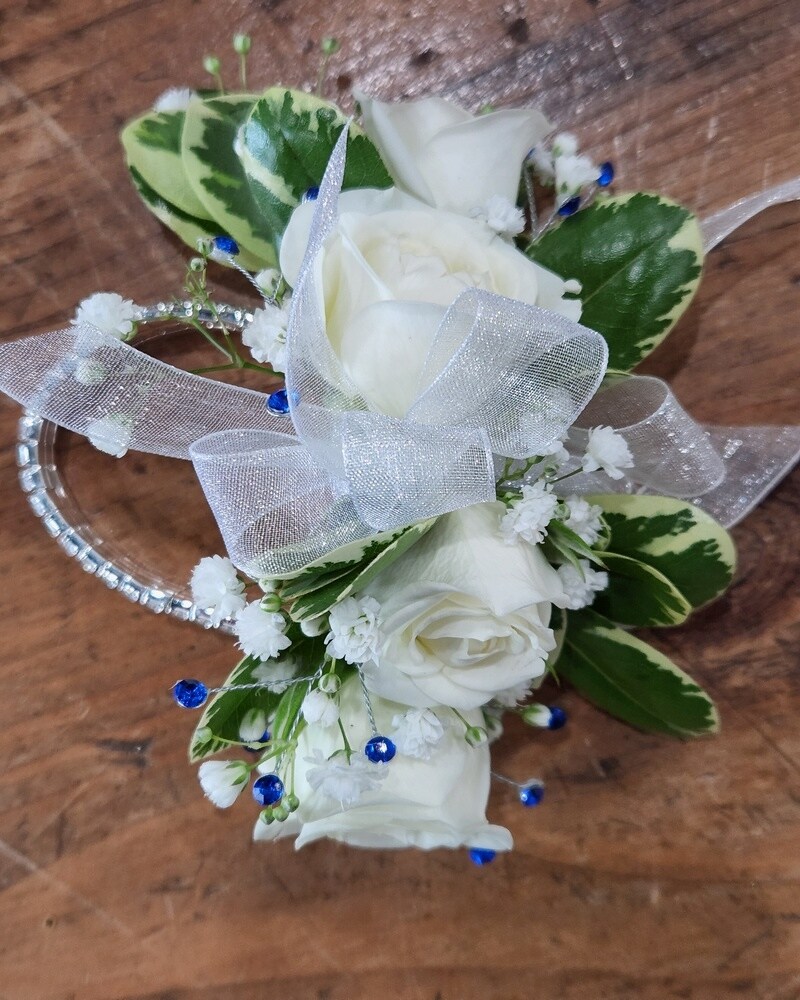 Rhinestone corsage wristlet discount