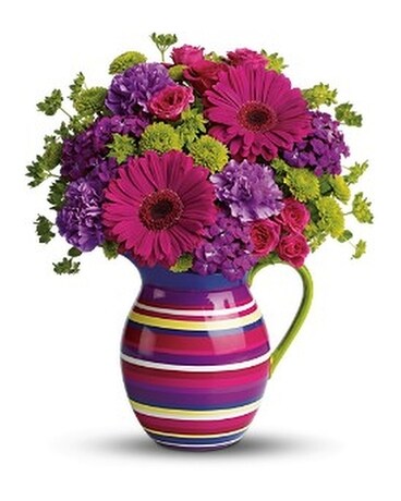 Teleflora's Rainbow Pitcher Bouquet Flower Arrangement