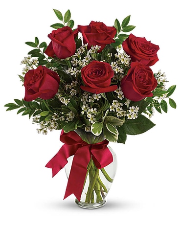 Sweet Six Rose Vase Flowers