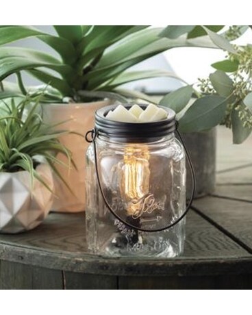 Mason Jar Vintage Bulb Wax Warmer Flower Arrangement