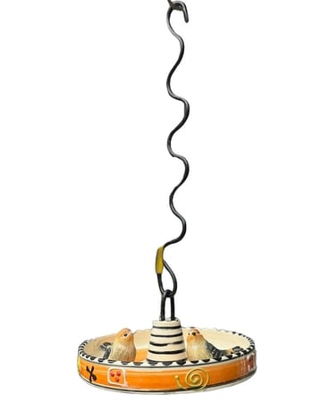 Handpainted Bright Ceramic Bird Feeder