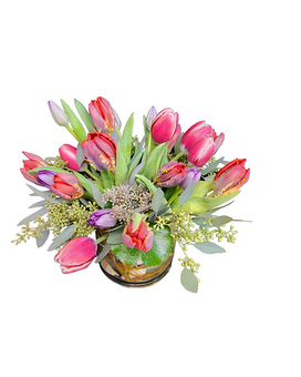 Vase of Parrot Tulips Flower Arrangement
