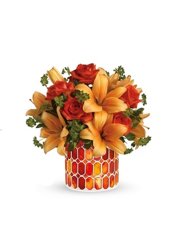 Orange Mosaic Flower Arrangement
