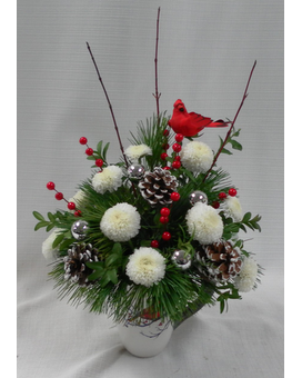 Cardinal Mug Flower Arrangement