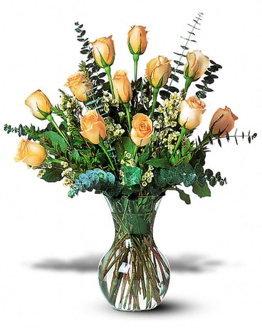 A Dozen Pale Peach Roses Flower Arrangement