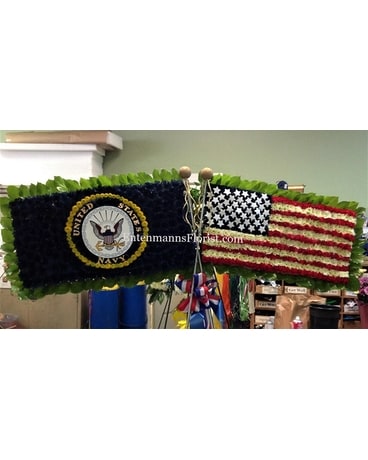 Double Flag - Navy & U.S Specialty Arrangement