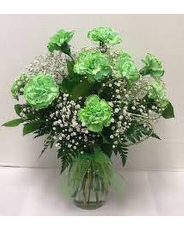 Green Carnation Arrangement Flower Arrangement