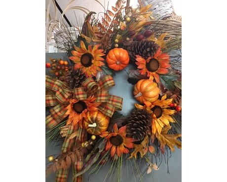 Fall Silk Wreath Flower Arrangement