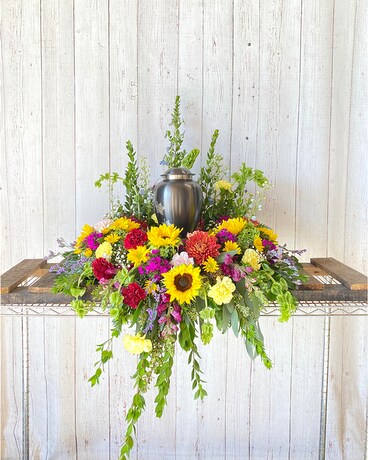 Mixed Flower Urn Wreath Flower Arrangement