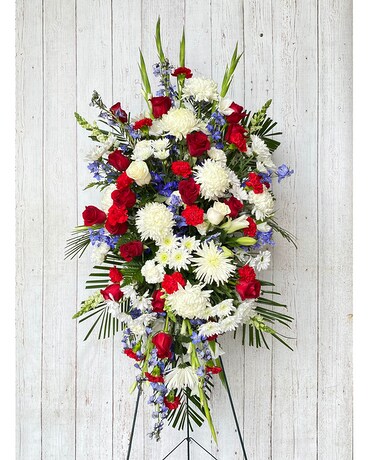 Red, White, and Blue Easel Flower Arrangement
