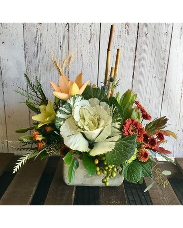 Kale-ish Zen Flower Arrangement