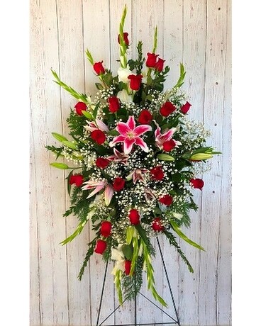 Gazers and Red Roses Sympathy Arrangement
