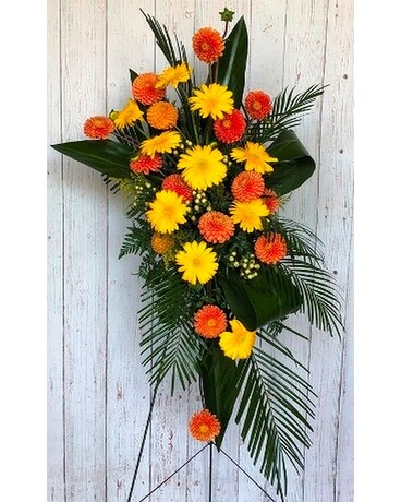 Yellow and Orange Contemporary Sympathy Arrangement