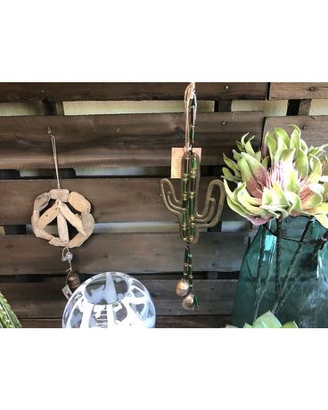 Green Glass Bead & Bell Cactus Chime Gifts