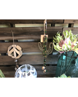 Green Glass Bead & Bell Cactus Chime Gifts